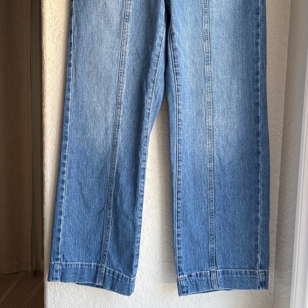 Talbots Women 6 Classic Jean Trouser Blue Wash High Rise Wide Leg Cotton - Picture 2 of 9
